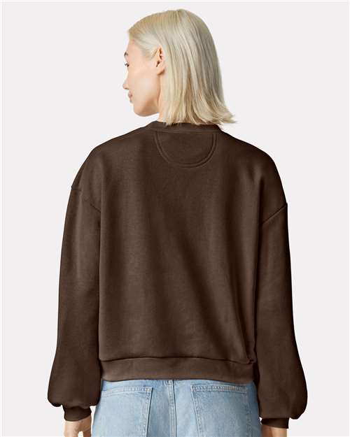 American Apparel RF494 Women's ReFlex Fleece Crewneck Sweatshirt - Brown - model back