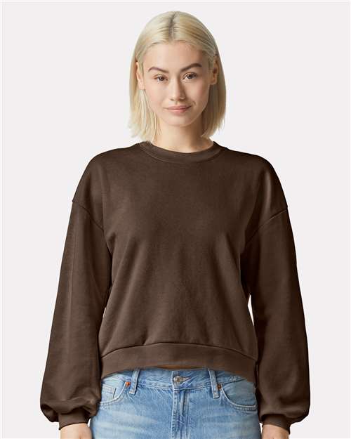 American Apparel RF494 Women's ReFlex Fleece Crewneck Sweatshirt - Brown - model front