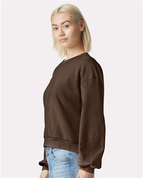American Apparel RF494 Women's ReFlex Fleece Crewneck Sweatshirt - Brown - model side