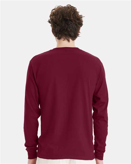 Hanes 5286 Essential-T Long Sleeve T-Shirt - Athletic Cardinal - model back