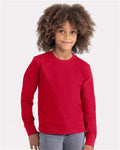 Next Level 3311 Youth Cotton Long Sleeve T-Shirt - Red - model front