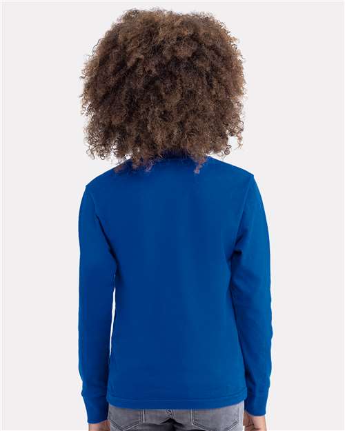 Next Level 3311 Youth Cotton Long Sleeve T-Shirt - Royal - model back