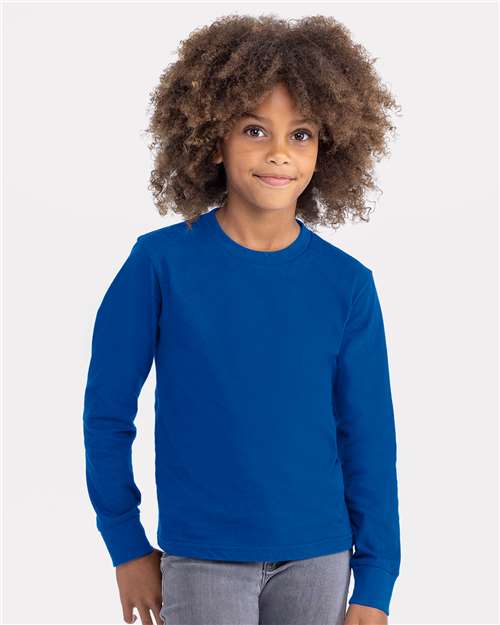 Next Level 3311 Youth Cotton Long Sleeve T-Shirt - Royal - model front