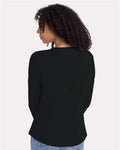Next Level 3911 Women's Cotton Relaxed Long Sleeve T-Shirt - Black - model back