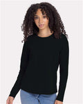Next Level 3911 Women's Cotton Relaxed Long Sleeve T-Shirt - Black - model front