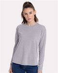 Next Level 3911 Women's Cotton Relaxed Long Sleeve T-Shirt - Heather Grey - model front