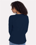 Next Level 3911 Women's Cotton Relaxed Long Sleeve T-Shirt - Midnight Navy - model back