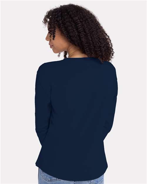 Next Level 3911 Women's Cotton Relaxed Long Sleeve T-Shirt - Midnight Navy - model back