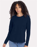 Next Level 3911 Women's Cotton Relaxed Long Sleeve T-Shirt - Midnight Navy - model front