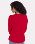 Next Level 3911 Women's Cotton Relaxed Long Sleeve T-Shirt - Red - model back