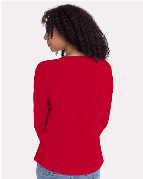 Next Level 3911 Women's Cotton Relaxed Long Sleeve T-Shirt - Red - model back