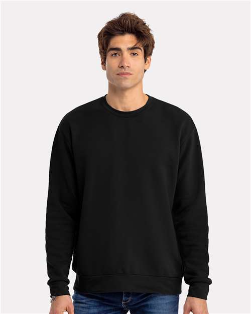Next Level 9003 Unisex Santa Barbara Crewneck Sweatshirt - Black - model front