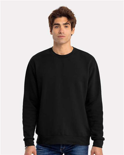 Next Level 9003 Unisex Santa Barbara Crewneck Sweatshirt - Black - model front