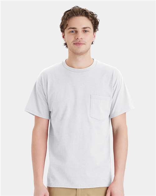 Hanes 5290P Essential-T Pocket T-Shirt - Ash - model front