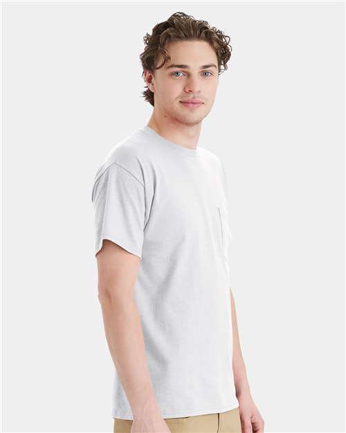 Hanes 5290P Essential-T Pocket T-Shirt - Ash - model side