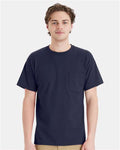 Hanes 5290P Essential-T Pocket T-Shirt - Athletic Navy - model front