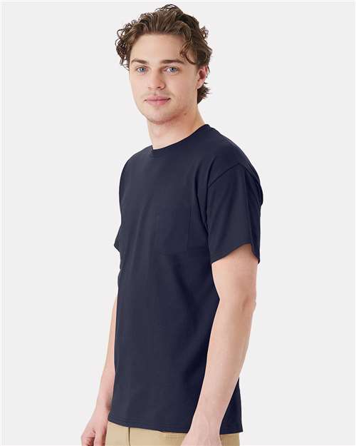 Hanes 5290P Essential-T Pocket T-Shirt - Athletic Navy - model side