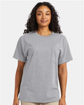 Hanes 5290P Essential-T Pocket T-Shirt - Light Steel - model front
