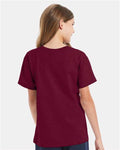 Hanes 5480 Youth Essential-T T-Shirt - Athletic Cardinal - model back