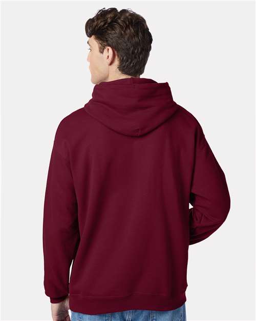 Hanes P170 EcoSmart Hooded Sweatshirt - Athletic Cardinal - model back