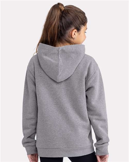 Next Level 9113 Youth Fleece Hoodie Sweatshirt - Heather Grey - model back