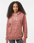 J America 8871 Triblend Fleece Hooded Sweatshirt - Dusty Rose Leopard Triblend - model front