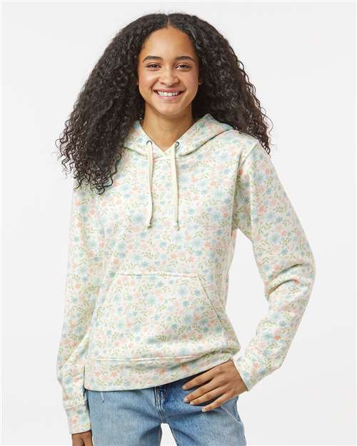 J America 8871 Triblend Fleece Hooded Sweatshirt - Floral Triblend - model front