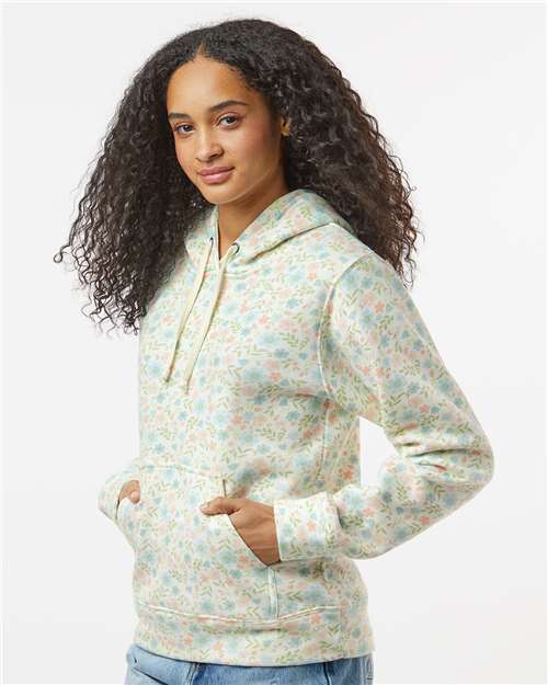 J America 8871 Triblend Fleece Hooded Sweatshirt - Floral Triblend - model side
