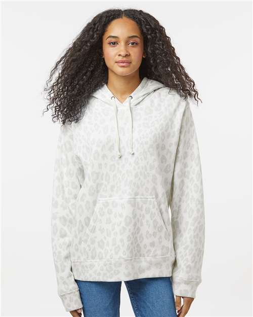 J America 8871 Triblend Fleece Hooded Sweatshirt - Snow Leopard Triblend - model front