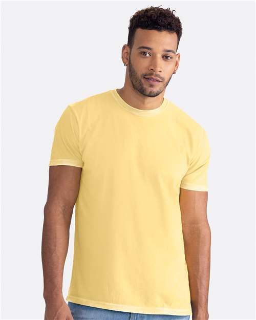 Next Level 3600SW Unisex Soft Wash T-Shirt - Washed Banana Cream - model front