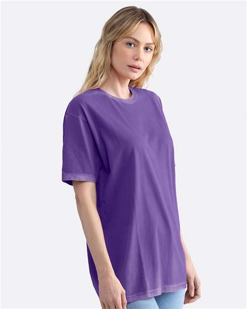 Next Level 3600SW Unisex Soft Wash T-Shirt - Washed Purple Rush - model side