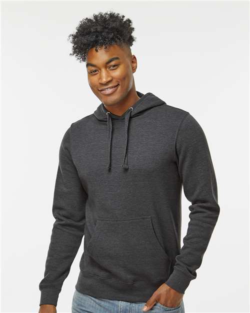 J. America 8720 Unisex BTB Fleece Hooded Sweatshirt - Charcoal Heather - model front
