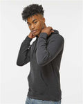 J. America 8720 Unisex BTB Fleece Hooded Sweatshirt - Charcoal Heather - model side
