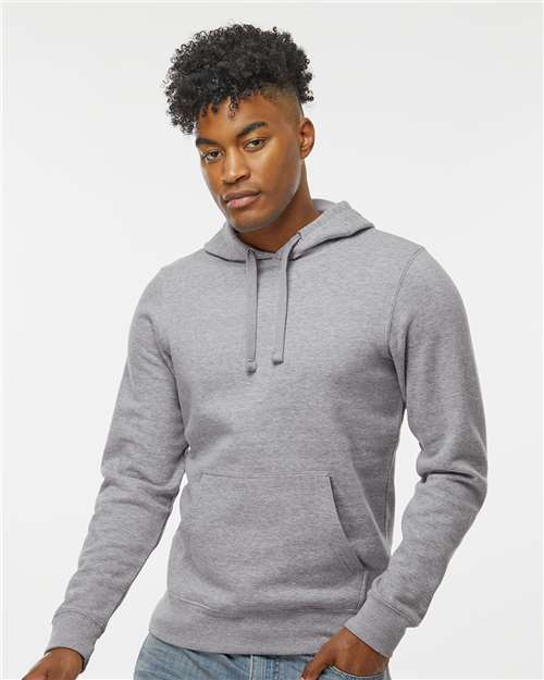 J. America 8720 Unisex BTB Fleece Hooded Sweatshirt - Oxford - model front