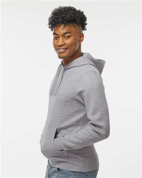 J. America 8720 Unisex BTB Fleece Hooded Sweatshirt - Oxford - model side