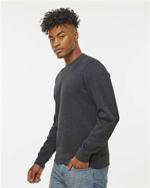 J. America 8721 Unisex BTB Fleece Crewneck Sweatshirt - Charcoal Heather - model side