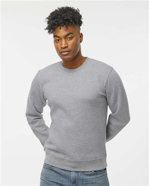 J. America 8721 Unisex BTB Fleece Crewneck Sweatshirt - Oxford - model front
