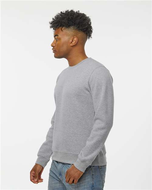 J. America 8721 Unisex BTB Fleece Crewneck Sweatshirt - Oxford - model side