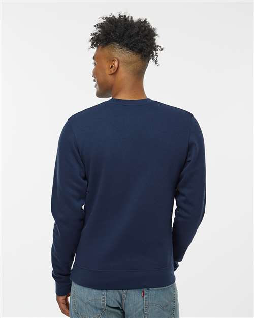 J. America 8721 Unisex BTB Fleece Crewneck Sweatshirt - True Navy - model back