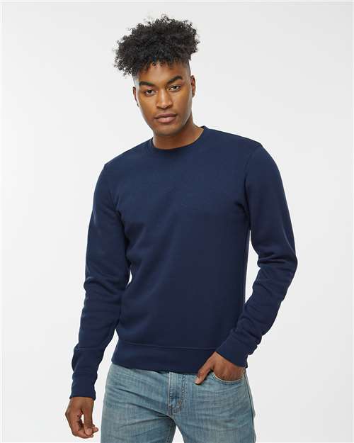 J. America 8721 Unisex BTB Fleece Crewneck Sweatshirt - True Navy - model front