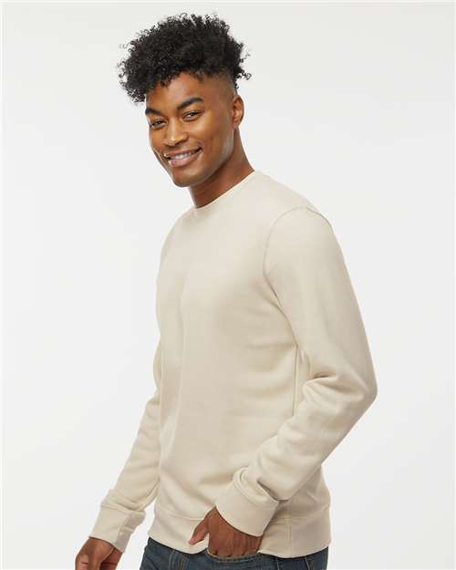 J. America 8721 Unisex BTB Fleece Crewneck Sweatshirt - Oyster - model side