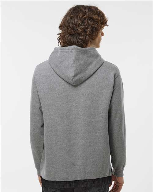 MV Sport 23112 Unisex Mixed Media Hooded Sweatshirt - Graphite/ Black - model back