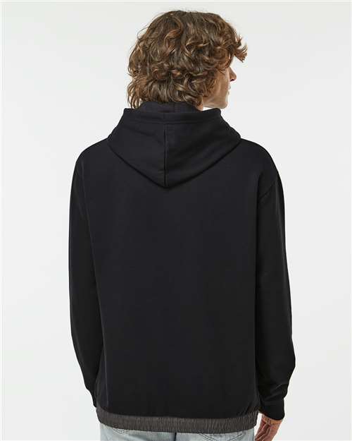 MV Sport 23112 Unisex Mixed Media Hooded Sweatshirt - Black/ Charcoal - model back