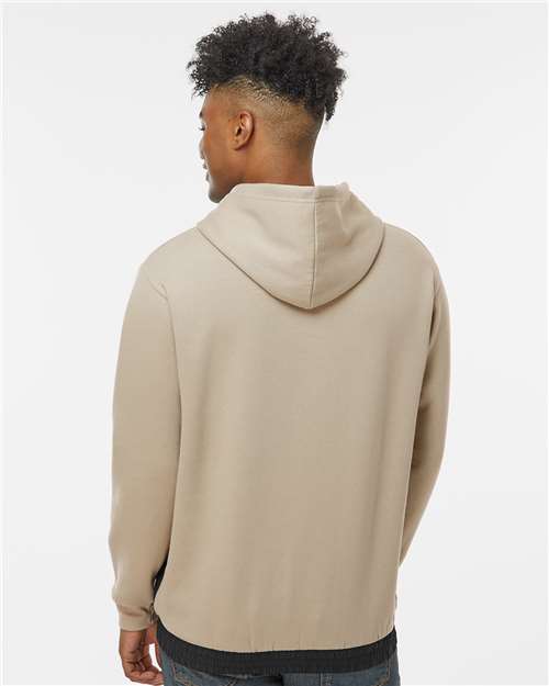 MV Sport 23112 Unisex Mixed Media Hooded Sweatshirt - Atmosphere/ Black - model back