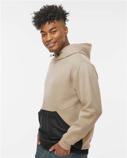 MV Sport 23112 Unisex Mixed Media Hooded Sweatshirt - Atmosphere/ Black - model side