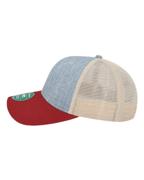 LEGACY MPS Mid-Pro Snapback Trucker Cap - Melange Light Blue/ Cardinal/ Stone - side