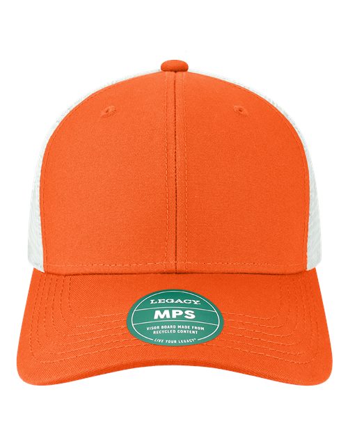 LEGACY MPS Mid-Pro Snapback Trucker Cap - Orange/ White - front