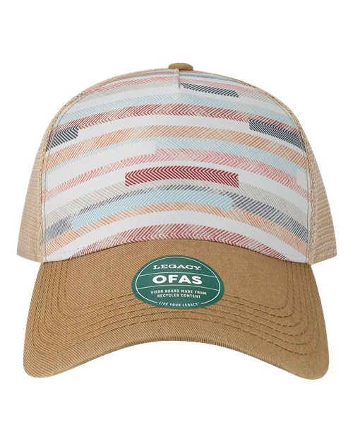 LEGACY OFAFP Old Favorite Five-Panel Trucker Cap - Fabric Stripes - front