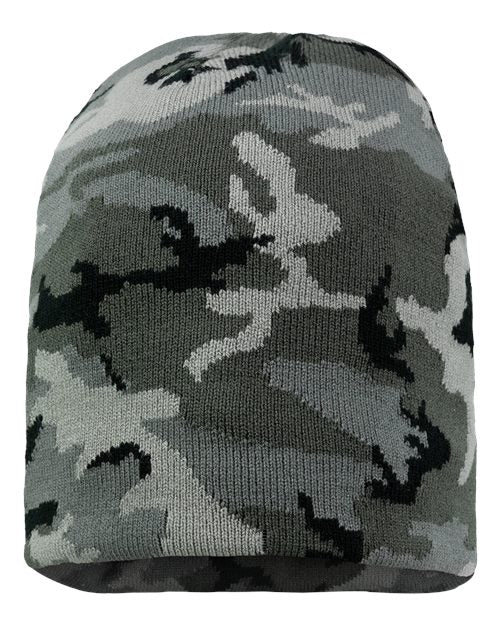 Sportsman SP08 8" Beanie - Grey Camo - front