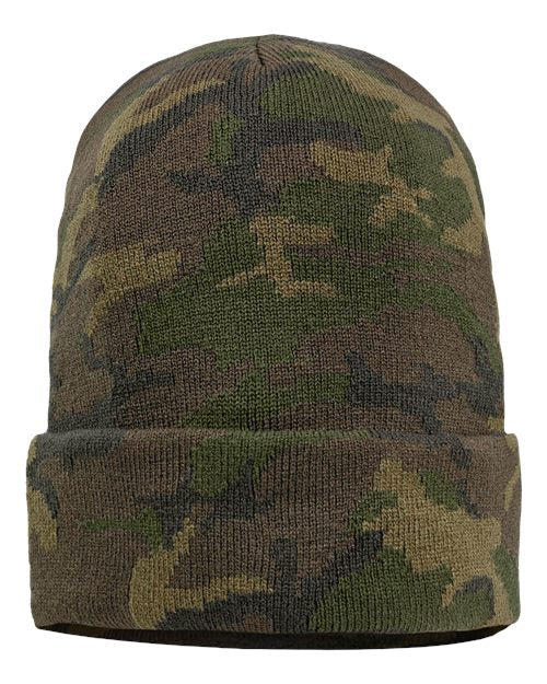 Sportsman SP12 12" Solid Cuffed Beanie - Green Camo - back